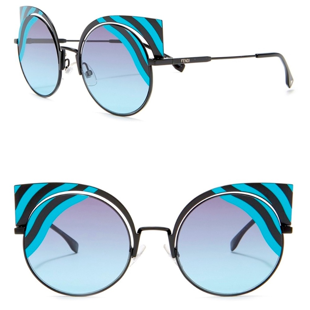 AUTHENTIC FENDI FF/2015 Round Shape Blue gradient Lens Women's Sunglasses